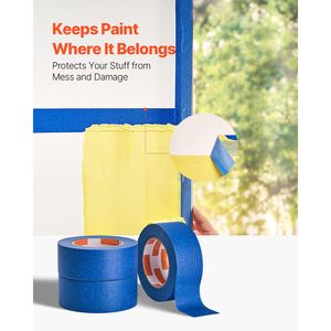 Nastro Adesivo Blu per Pittori, Larghezza 2 Pollici, 3 Rotoli, 1,88 x 60 Iarde, Nastro Protettivo per Bordi e Soffitti - Product Image 6