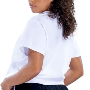 Women <b>White</b> Short Sleeve Gym T Shirt Loose Fit Workout <b>Top</b> Casual Fitness Activewear Custom Logo Clothing Manufacturer OEM - Product Image 6