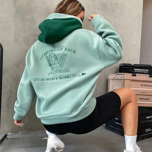 <b>Women's</b> Oversized Hooded <b>Sweatshirt</b> Solid Color Knitted Cotton Bamboo Fiber Breathable Autumn Casual Wear Full Sleeve - Product Image 2