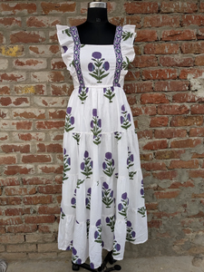 Handmade Indian Maxi Dress Hand Block Printed Cotton Tier Dress Woven and Breathable And Eco-Friendly Long Maxi Dress For women - Product Image 6