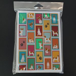 Whimsical A7 Tamaño 5x7 Jack Russell Terrier Tarjetas de felicitación Paquete de 8 Lotes rojos y blancos Tarjetas de notas en blanco con sobres - Product Image 3