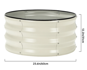 Pot de fleurs rustique en métal galvanisé avec trou de drainage pour plantes de jardin, design circulaire, jardinière extérieure, bacs à fleurs surélevés en métal - Product Image 4