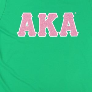 Green Pink Three Letter Glitter Shirt Women Casual Short Sleeve <b>Top</b> Fashion Apparel Soft Fabric Tee Stylish Graphic Design - Product Image 3