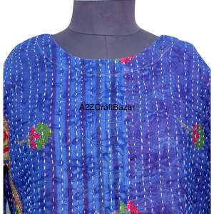 Robe longue ample en coton tricoté 100 % écologique à imprimé floral style vintage pour femme, collection printemps-été, vente en gros - Product Image 4