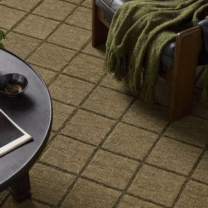 Alfombra de Lana de Nueva Zelanda Hecha a Mano, Diseño Moderno con Textura de Cuadros de Altura Variada, Alfombra Artesanal para Sala de Estar y Dormitorio - Product Image 1