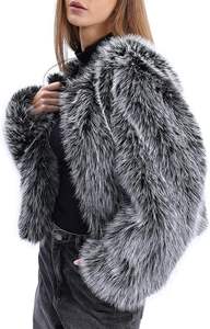 Chaqueta Corta de Piel Sintética Hecha a Mano en Europa, de Invierno, Manga Larga, Frente Abierto, Estilo Shaggy - Product Image 3