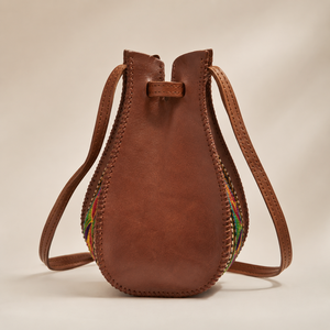 Handmade Lightweight Durable Genuine Leather Embroidered Polyester Bucket <b>Bag</b> Tribal Beaded Buckle Shoulder <b>Bag</b> Boho Crossbody - Product Image 3
