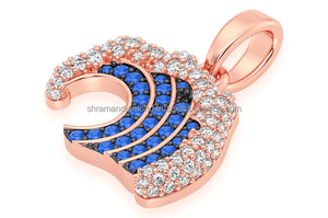 Pendentifs et breloques tendance pour enfants style Hip Hop, personnalisés, motif vague océanique bleue, testeur de diamant Moissanite, en or massif 10K - Product Image 5