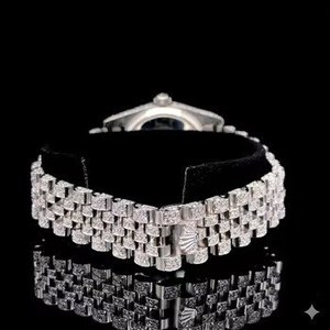 Reloj de Lujo con Movimiento de Cuarzo y Diamantes Estilo Hip Hop, Caja Cuadrada de 28 mm, Esfera Analógica para Uso Diario en la Oficina, Exportación - Product Image 3
