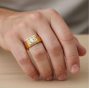 Round Cut Moissanite Luxury Wedding Engagement <b>Ring</b> 925 Sterling <b>Silver</b> Yellow Gold Plated Classic <b>Solitaire</b> Dainty Promise <b>Ring</b> - Product Image 4