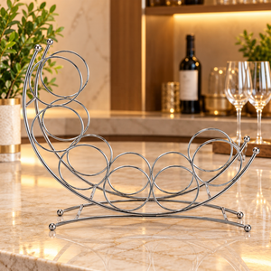 Estante para Botellas de Vino de Metal con Diseño en Espiral, Acabado Plateado, para Mostrador, Cocina, Comedor, Almacenamiento y Exhibición - Product Image 1