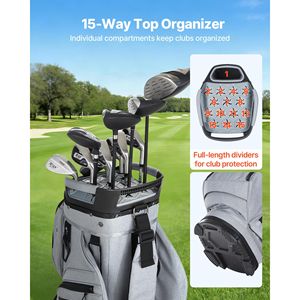 Borsa da golf a 15 divisori con divisori completi, copertura antipioggia, tasche portaoggetti e tracolla, per carrello da golf - Product Image 2