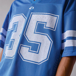 Y2K Streetwear American Football Jersey Mesh Blue Sports Striped <b>Top</b> Sublimated Soccer Wear for Men's USA style Sportswear Shirt - Product Image 6