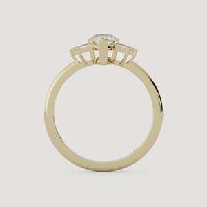 Anillo de compromiso de oro de 14k y 18k con diamante marquise baguette cultivado en laboratorio de 0.87 quilates, anillo de boda solitario de tres piedras con engaste en V para mujer - Product Image 3