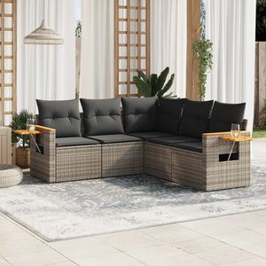 Ensemble de canapés de jardin en rotin gris 6 places, mobilier d'extérieur résistant aux intempéries, design contemporain - Product Image 1