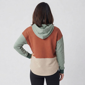 Sudadera con capucha corta para mujer, personalizada, con lavado ácido, multicolor, con paneles en contraste, OEM, marca privada, estilo urbano, 100% algodón - Product Image 2