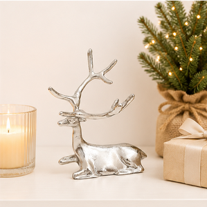 Estatua de Ciervo Metálica Pulida, Adorno Navideño, Decoración Minimalista de Reno Plateado para Oficina, Adorno Festivo para Sala de Estar - Product Image 2