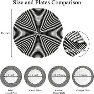 Set di 6 tovagliette rotonde in cotone intrecciato da 15 pollici, lavabili, nere e grigie, per feste e vacanze - Product Image 6