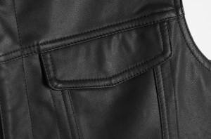 VIBE SEWN Custom Embroidery <b>Men's</b> Genuine <b>Leather</b> <b>Vest</b> Fashion New Design Motorbike <b>Vest</b> Breathable Windproof Eco-Friendly - Product Image 6