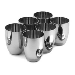 Juego de Vasos de Acero Inoxidable con Forma Curva Moderna, 6 Piezas, Vasos de Metal con Acabado Espejo Premium para Beber Agua - Product Image 1