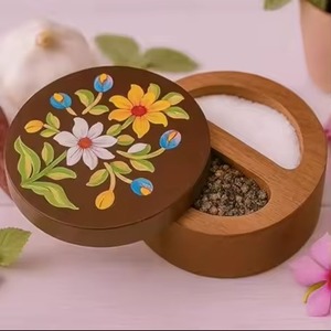 Handmade Wooden Spice Box Masala Organizer with Sections for Kitchen <b>Storage</b> and Cooking Essentials - Product Image 3