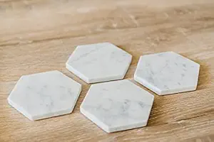 Coastal Style Luxury Eco-Friendly Round Marble <b>Coasters</b> Natural Stone <b>Table</b> Decor - Product Image 4
