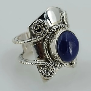<b>Lapis</b> <b>Lazuli</b> <b>Ring</b> 925 Sterling Silver Handmade Boho Statement Promise Jewelry for Women Natural Oval Shape Gemstone Jewelry - Product Image 5