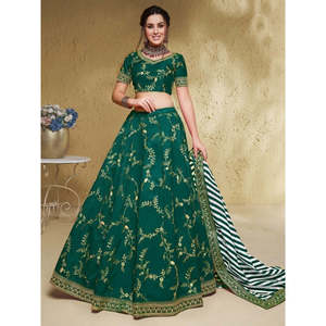 Adorable <b>Green</b> Embroidered <b>Silk</b> Lehenga Choli With Dupatta - Product Image 5