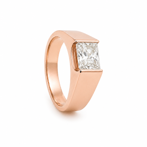 14K Rose Gold <b>Mens</b> Diamond Solitaire <b>Ring</b> Princess Cut Minimalist Classic Band Fine Jewelry Wedding Party Daily Wear Gift High - Product Image 3