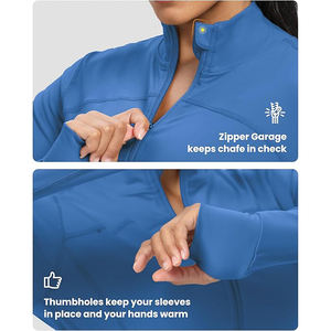 Veste de yoga zippée pour femme, nylon, coupe ajustée, athlétique, extensible, respirante, légère, vêtement d'extérieur - Product Image 3