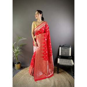 Sari de Seda Lichi Vaishali Banarasi - Sari Tradicional Tejido a Mano - Product Image 4