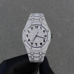 Buss Luxury White <b>Arabic</b> Numbers Automatic Movement Stainless Steel 20mm Analog <b>Watches</b> Hiphop VVS Moissanite Waterproof Diamond - Product Image 4