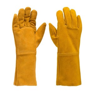 Guantes de Soldadura de Cuero Vacuno de Dos Capas, Directo de Fábrica, Todos los Tamaños, Largos, Resistentes al Fuego, Forrados con Forro Polar, Engrosados y Resistentes al Desgaste - Product Image 1
