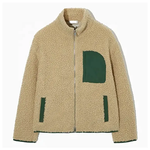 Veste polaire Sherpa épaisse pour homme, col montant en laine d'agneau, fermeture éclair, sweat-shirt tendance OEM pour l'hiver - Product Image 2