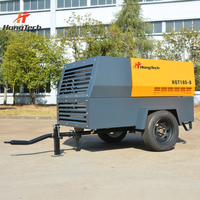 Compresseur d'air diesel portable 37KW 185cfm 8bar 5.3m³/min Monophasé Mobile à Vis sur Roues Moteur Refroidi par Air