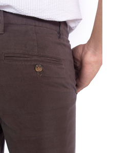 Pantalon chino homme coupe droite marron foncé avec poches latérales, en coton mi-lourd, décontracté, saison automne, fermeture boutonnée - Product Image 6