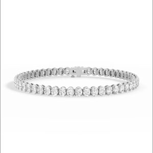 สร้อยข้อมือเพชรทรงรีเพาะเลี้ยงในห้องปฏิบัติการ |   ทอง 18K ขนาด 7 นิ้ว เครื่องประดับหรูหรา |   สร้อยข้อมือวันครบรอบแต่งงานสุดหรูสำหรับผู้หญิง - Product Image 3