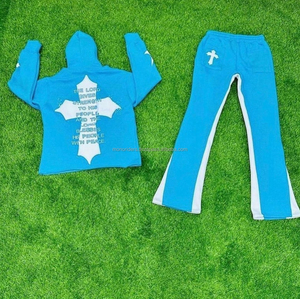 Ensemble sweat à capuche et pantalon évasé zippé Mono Riders pour homme, motif 3D délavé au soleil, style USA personnalisé - Product Image 2
