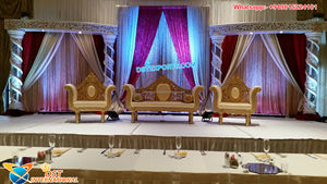 Escenario de Boda Indio con Temática Blanca Rajwada, Escenario de Fibra para Bodas Rajasthani, Escenario Interior para Bodas de Lujo, Recepción en EE. UU. y Reino Unido - Product Image 4