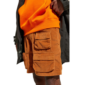Shorts cargo en coton corduroy avec logo personnalisé, taille élastique, style streetwear décontracté d'été, décoration à motifs, plusieurs poches - Product Image 4