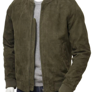 <b>Men's</b> <b>Suede</b> Bomber <b>Jacket</b> Casual Slim Fit Soft Lightweight Faux <b>Suede</b> Leather Varsity <b>Jackets</b> Coat with Pockets - Product Image 5