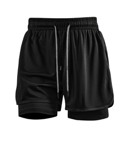 Pantalones Cortos Deportivos Transpirables de Verano para Hombre con Bolsillos, Cintura Alta con Cordón Ajustable, Pantalones Cortos para Gimnasio y Running con Logotipo de Fitness - Product Image 1