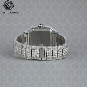 Montre de luxe pour homme Charm_Jewells en acier inoxydable, boîtier de 30 mm, mécanique, accents de diamants, bracelet en acier inoxydable, verre, style Hip Hop, 10 bars - Product Image 3