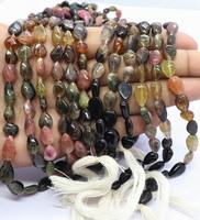 Perles de tourmaline naturelle multicolores lisses et droites en forme de poire, 7x10MM, perles de pierres précieuses en tourmaline, 14 pouces, perles de poire en vrac pour bijoux
