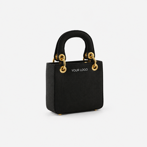 HINDVANTA GLOBAL Custom Black Organic Leather Solid Color <b>Mini</b> <b>Tote</b> <b>Bag</b> Chains Open Closure Portable Women Daily Use Travel - Product Image 4