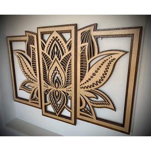 Handcrafted MDF Lotus <b>Flower</b> <b>Wall</b> Art Set - Decorative Wooden <b>Wall</b> Hanging Wholesale - Product Image 1