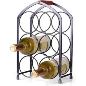 Countertop 6 Bottles Wine Rack With Solid Wood Top And Metal Frame Industrial Style <b>Freestanding</b> Wine Holder For Home Kitchen - Product Image 5