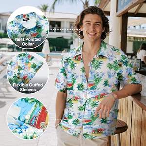Camisa transpirable para hombre, manga corta, estampado tropical hawaiano, informal, con botones, para playa, verano, colorida, camiseta de verano para hombre - Product Image 4