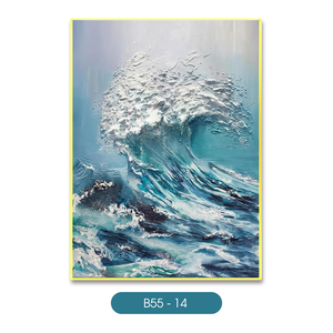 Peinture murale en soie artisanale de luxe fabriquée au Vietnam, motif vagues ondulantes, décoration intérieure blanche, modèle OEM ODM Vietnam B55-14 - Product Image 1