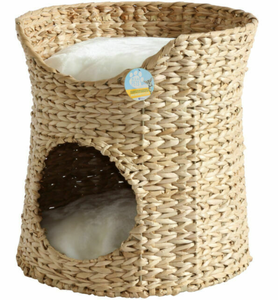 Artex HaiNam Woven Fiber Cat <b>Bed</b> <b>Cave</b> Round Solid Color Soft Faux Fur Indoor All Seasons Removable Washable for Cats - Product Image 3